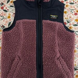 L.L. Bean Pink and Black Fleece Vest